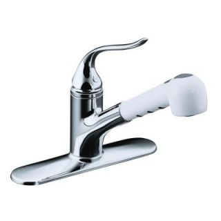 KOHLER Coralais Single Handle Pull Out Sprayer Kitchen Faucet with White Sprayhead in Polished Chrome K 15160 AP CP