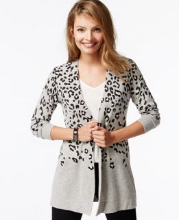 Charter Club Petite Cashmere Animal Print Duster Cardigan   Sweaters