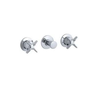 KOHLER Triton 2 Handle Wall Mount Valve Trim Kit with Push Button Diverter in Polished Chrome (Valve Not Included) K T7751 3 CP