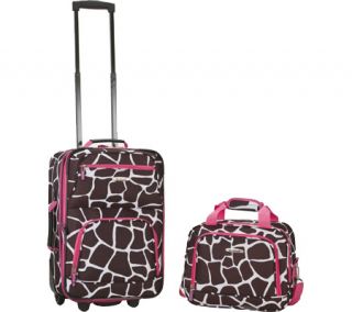 Rockland 2 Piece Luggage Set F102   Pink Giraffe