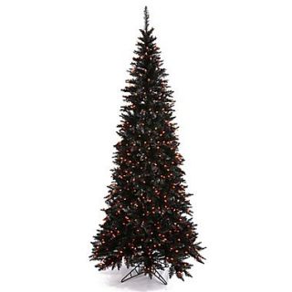 Vickerman 5.5 Black Slim Fir Artificial Christmas Tree with 300 Mini Orange Lights