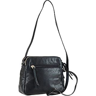 R & R Collections Genuine  Leather Top Zip With Metal Zipper Pocket Crossbody Bag