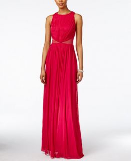 Adrianna Papell Shirred Illusion Halter Gown   Dresses   Women   
