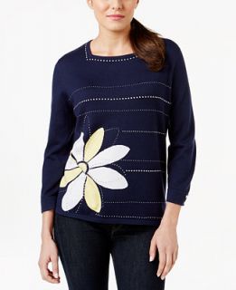 Alfred Dunner Embellished Three Quarter Sleeve Sweater   Sweaters