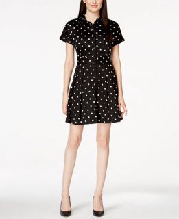 CeCe by Cynthia Steffe Short Sleeve Polka Dot Print Shirt Dress
