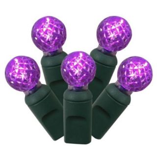 4 Sets of 50 Purple LED Faceted G12 Berry Christmas Lights   Green Wire