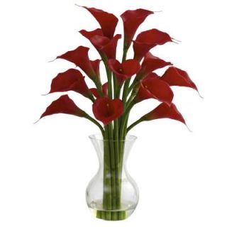 Nearly Natural Galla Calla Lily with Vase Arrangement in Red 1299 RD