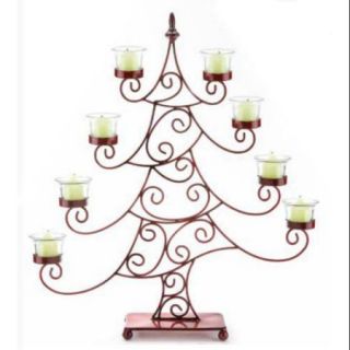 21.5" Decorative Red Whimsical Christmas Tree Votive Candle Holder