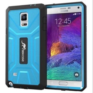 Galaxy Note 4 Case, by roocase KAPSUL Note 4 Tough PC / TPU Hybrid Armor Military Case with Built in Screen Protector for Samsung Galaxy Note 4 (2014), Blue