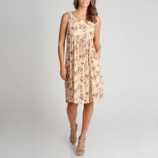La Cera Womens Floral Print Smocked Top Maxi Dress