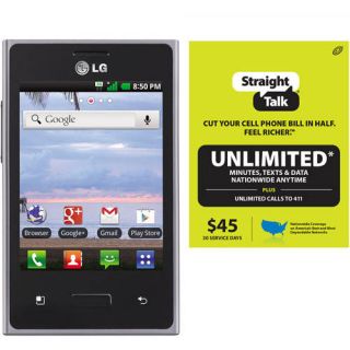 Straight Talk LG Optimus Logic L35G Prepaid Cell Phone with $45 Unlimited Card, Refurbished