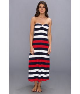 Tommy Bahama Mare Rugby Striped Tea Length Bandeau Dress Crimson Red Mare, Red