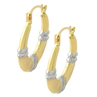 14k Two tone Gold Fancy Hoop Earrings   11086550  