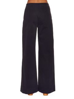 Wide leg weathered stretch cotton trousers  Tomas Maier US