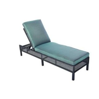 Hampton Bay Fenton Adjustable Patio Chaise Lounge with Peacock and Java Cushion D9131 CUSH
