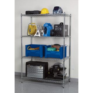 Strongway Heavy-Duty Wire Shelving System — 4 Shelves, 800-Lb. Capacity Per Shelf, 48in.W x 24in.D x 72in.H  Mobile Wire Shelving   Carts