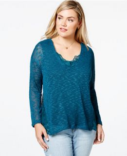 Jessica Simpson Plus Size Lace Trim Sweater   Tops   Plus Sizes   
