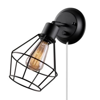 Globe Electric Company 1 Light Plug In Industrial Cage Wall Sconce
