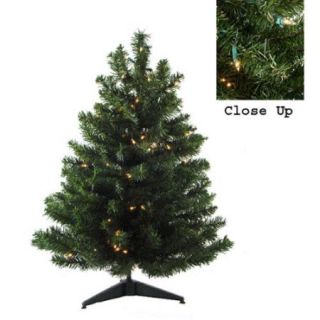 2' Pre Lit Natural Two Tone Pine Artificial Christmas Tree   Clear Lights