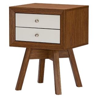 Warwick Two tone Modern Accent Table and Nightstand   Walnut/White
