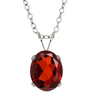 2.85 Ct Oval Shape Red Garnet Sterling Silver Pendant with 18" Chain