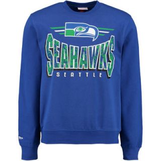 Seattle Seahawks Mitchell & Ness Marble Fill Crew Sweatshirt   Royal