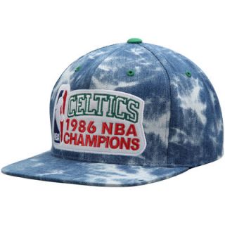 Boston Celtics Mitchell & Ness 1986 Commemorative Champions Acid Wash Adjustable Hat   Blue