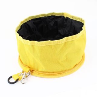 Travel Foldable Portable Yellow Black Zippered Pet Dog Cat Food Bowl