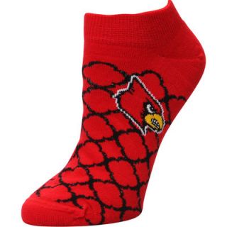 Louisville Cardinals For Bare Feet Womens Quatrefoil Ankle Socks