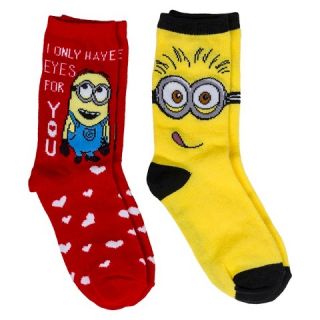 Despicable Me Girls’ 2 Pack Crew Socks