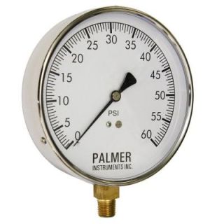 Palmer Instruments 4.5 in. Dial 60 psi Stainless Steel Case Contractor Gauge 45SBDLQ60#