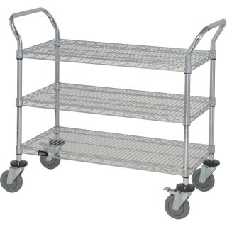 Quantum Wire Shelving Mobile Utility Cart — 3 Shelves, 18in.W x 42in.L x 38in.H, Model# WRC-1842-3  Mobile Wire Shelving   Carts