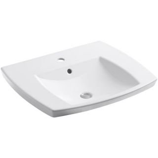 Kohler K 2381 1 Kelston Vitreous China 23 7 16 Self Rimming Rectangular Bathroom Sink with Overflow and Single Hole Faucet Drilling