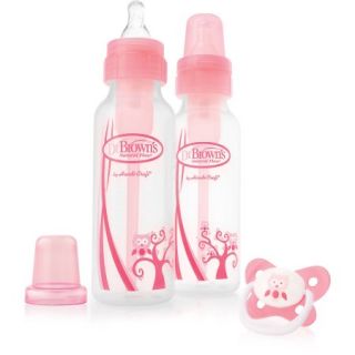 Dr. Brown's Natural Flow 8oz. Baby Bottles, Pink, 2 pack and Pacifier, BPA Free
