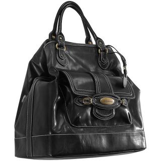 Isaac Mizrahi Womens Synthetic Leather Black Satchel   12030376