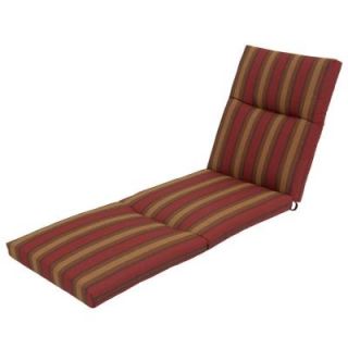 Hampton Bay Red Tweed Stripe Deluxe Outdoor Chaise Lounge Cushion 7649 01222700