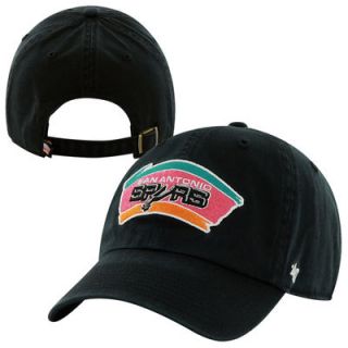 47 Brand San Antonio Spurs Hardwood Classics Clean Up Vintage Adjustable Hat   Black