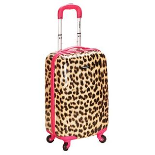 Rockland Sonic 20 Carry On Luggage Set   Pink Leopard