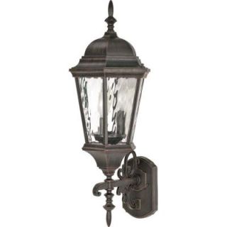 Glomar Fordham   3 Light   25 in.   Wall Lantern   Arm Up with Clear Water Glass Old Penny Bronze DISCONTINUED HD 794
