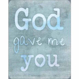 God Gave Me You Burlap Heart Inspirational Typography Blue Canvas Art by Pied Piper Creative