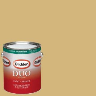 Glidden DUO 1 gal. #HDGY37D Spinning Straw Gold Semi Gloss Latex Interior Paint with Primer HDGY37D 01S
