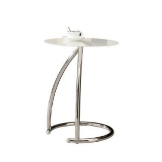 Monarch Specialties Chrome Metal Accent Table with Frosted Tempered Glass I 3003
