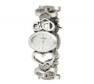 Lucky Brand Ladies Distressed Silvertone Love Heart Watch —