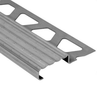 Schluter Trep E Stainless Steel 3/32 in. x 4 ft. 11 in. Metal Stair Nose Tile Edging Trim TE20/150