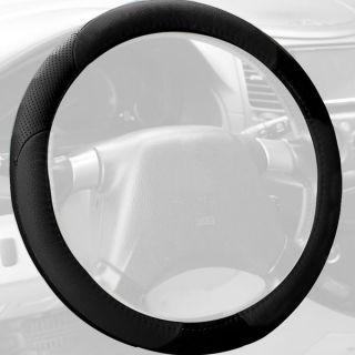 FH Group Black Perforated Genuine Leather Steering Wheel Cover