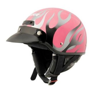 Raider Large Adult Deluxe Gloss Pink with Flame Half Helmet 26 618P 15