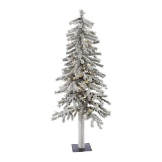 Vickerman 4 ft Pre Lit Alpine Flocked Slim Artificial Christmas Tree with White LED Lights