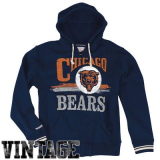 Mitchell & Ness Chicago Bears Start of the Season Full Zip Hoodie Sweatshirt   Navy Blue