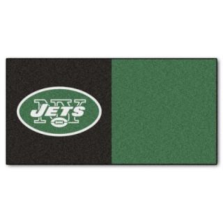 FANMATS NFL   New York Jets Black and Green Nylon 18 in. x 18 in. Carpet Tile (20 Tiles/Case) 8542