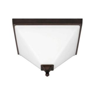 Sea Gull Lighting Denhelm 2 Light Burnt Sienna Ceiling Flushmount with Inside White Painted Etched Glass 7550402 710